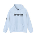 45 + 45 = 135 - Unisex Heavy Blend Hooded Sweatshirt  - Front Black & Shoulder Logo