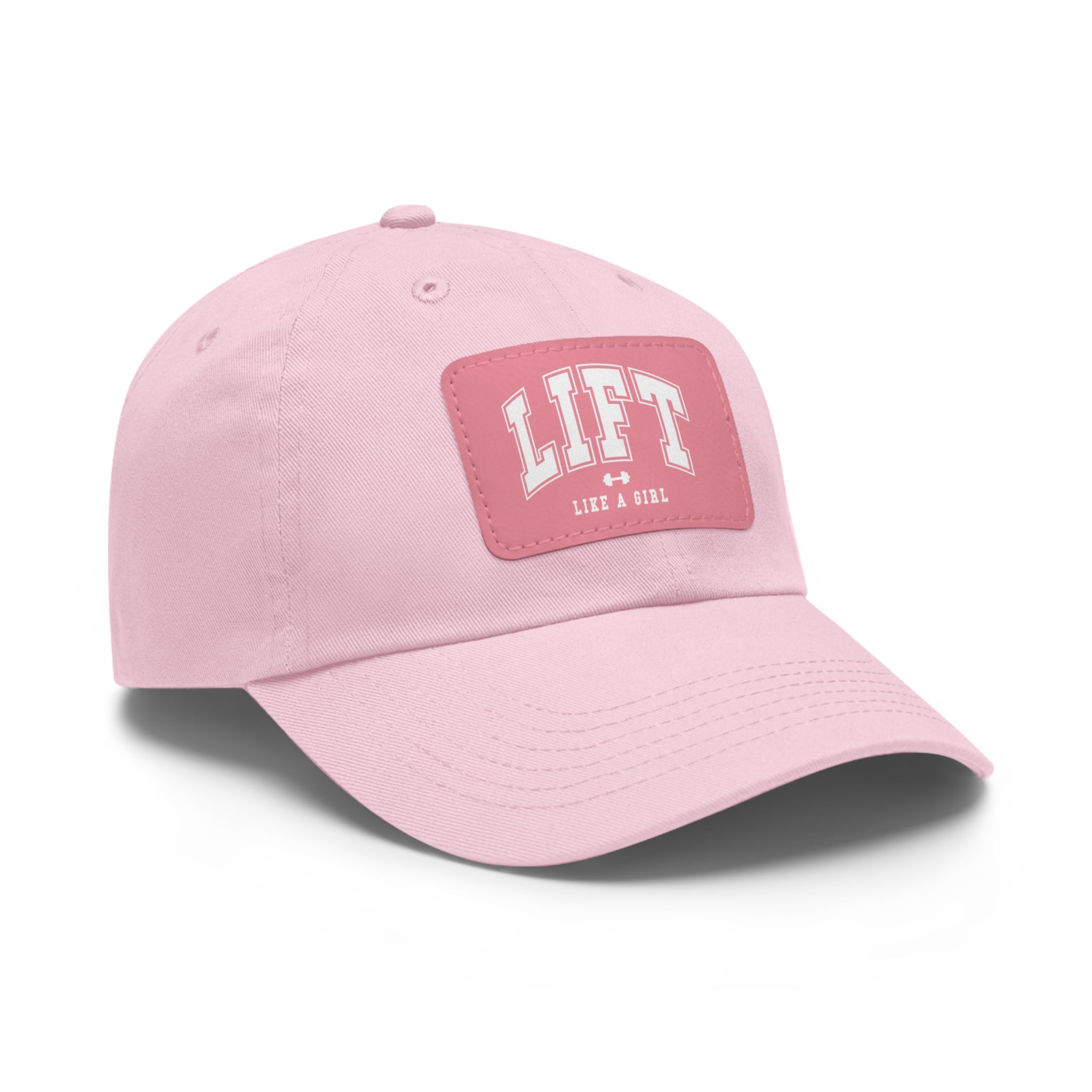 Lift Like A Girl - Dad Hat with Leather Patch (Rectangle) - White Font