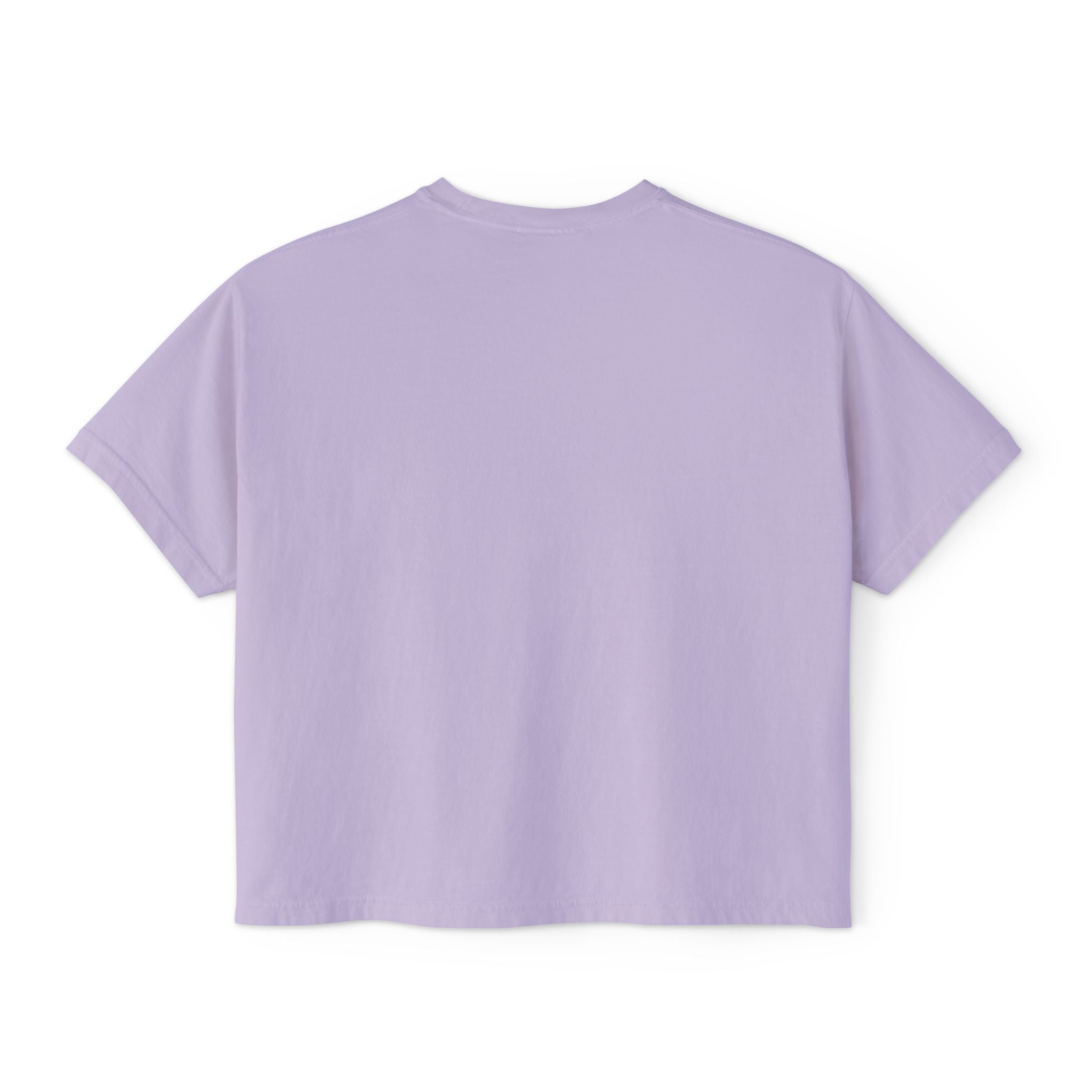 Women's Boxy Tee - White Distressed Logo Front Plain Back