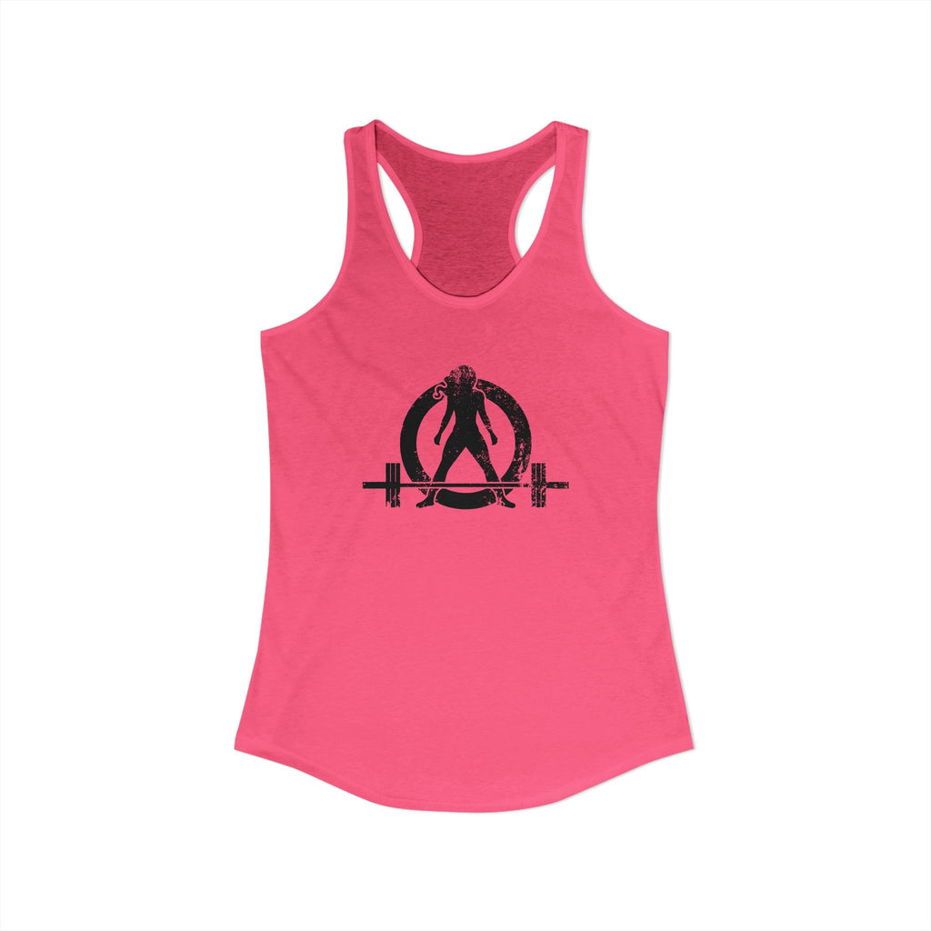 I Could Deadlift You - Women's Ideal Racerback Tank - Black Distressed Logo + Back
