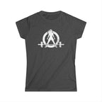 Lift Heavy Shit - Women's Softstyle Tee - White Distressed Logo + Print On Back