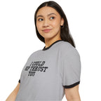 I Could Hip Thrust You - Unisex Cotton Ringer T-Shirt - Black Logo Front Plain Back