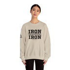 Iron Sharpens Iron - Unisex Heavy Blend™ Crewneck Sweatshirt - Front Black Logo - Plain Back