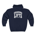 Grandma Lifts - Unisex Heavy Blend™ Full Zip Hooded Sweatshirt –White Logo Front & Back
