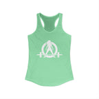 Lift Heavy - Run Fast - Racer Back Tank Top - Women's Ideal Racerback Tank (White Front & Back Logo)