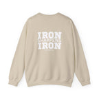 Iron Sharpens Iron - Unisex Heavy Blend™ Crewneck Sweatshirt - Front White Logo - Print on Front & Back