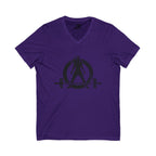Strong Is Beautiful - Distressed Black Logo - Unisex Jersey Short Sleeve V-Neck Tee