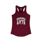 Grandma Lifts - Women's Ideal Racerback Tank - Black Logo Front Plain Back