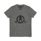 Strong Is Beautiful - Distressed Black Logo - Unisex Jersey Short Sleeve V-Neck Tee