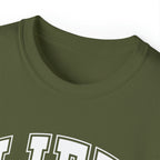 Lift Like A Girl - Unisex Ultra Cotton Tee - Front White Logo - Plain Back