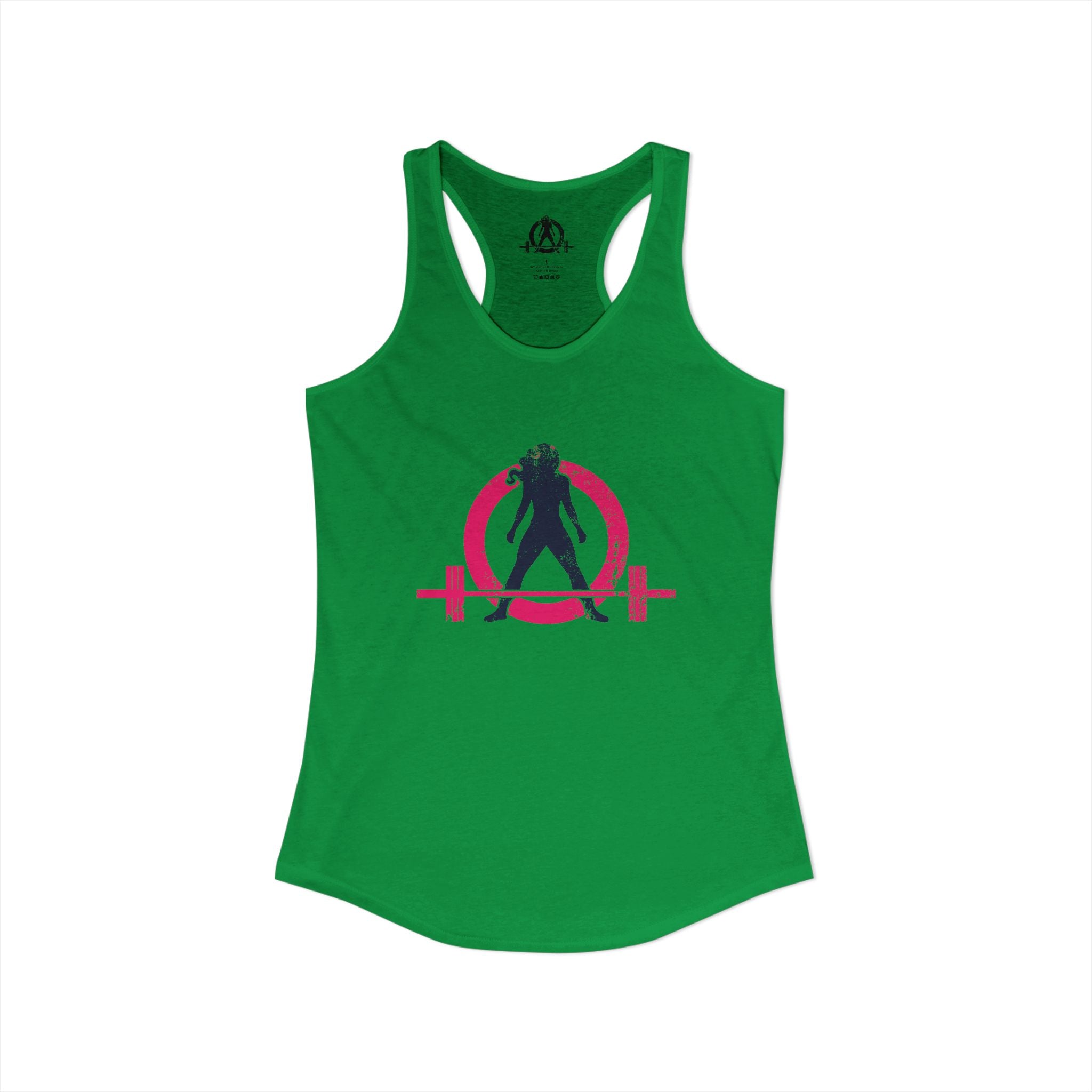 Distressed - Simple - Women's Ideal Racerback Tank - Color Inverted Logo Front - Plain Back