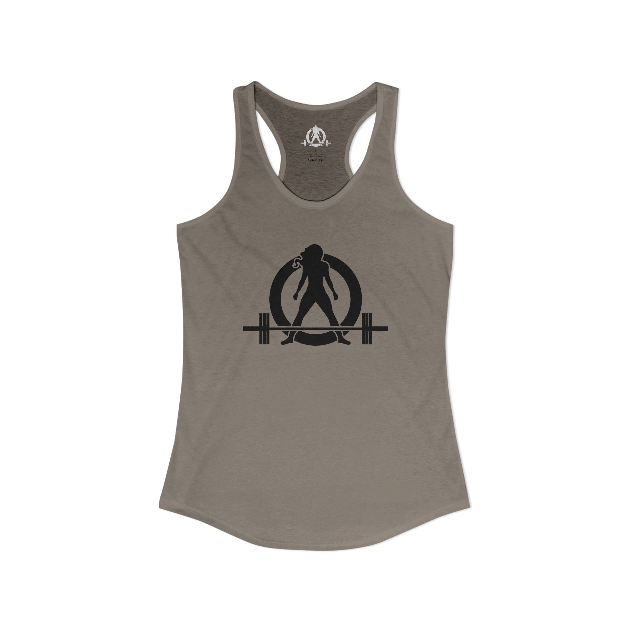 Lift Heavy - Run Fast - Racer Back Tank Top - Women's Ideal Racerback Tank (Black Front & Back Logo)