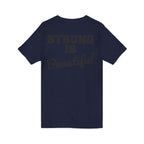 Strong Is Beautiful - Distressed Black Logo - Unisex Jersey Short Sleeve V-Neck Tee