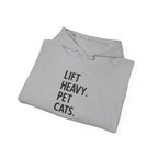 Lift Heavy Pet Cats – Unisex Heavy Blend™ Hooded Sweatshirt (Black Logo) 🏋️‍♂️🐱
