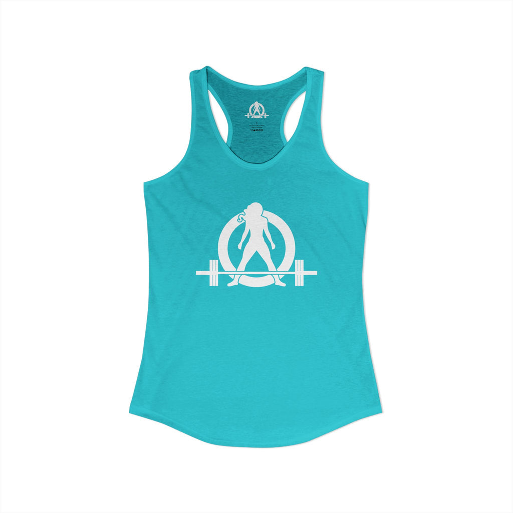 Grandma Lifts - Women's Ideal Racerback Tank - White Logo Front & Back