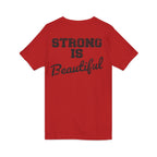 Strong Is Beautiful - Distressed Black Logo - Unisex Jersey Short Sleeve V-Neck Tee