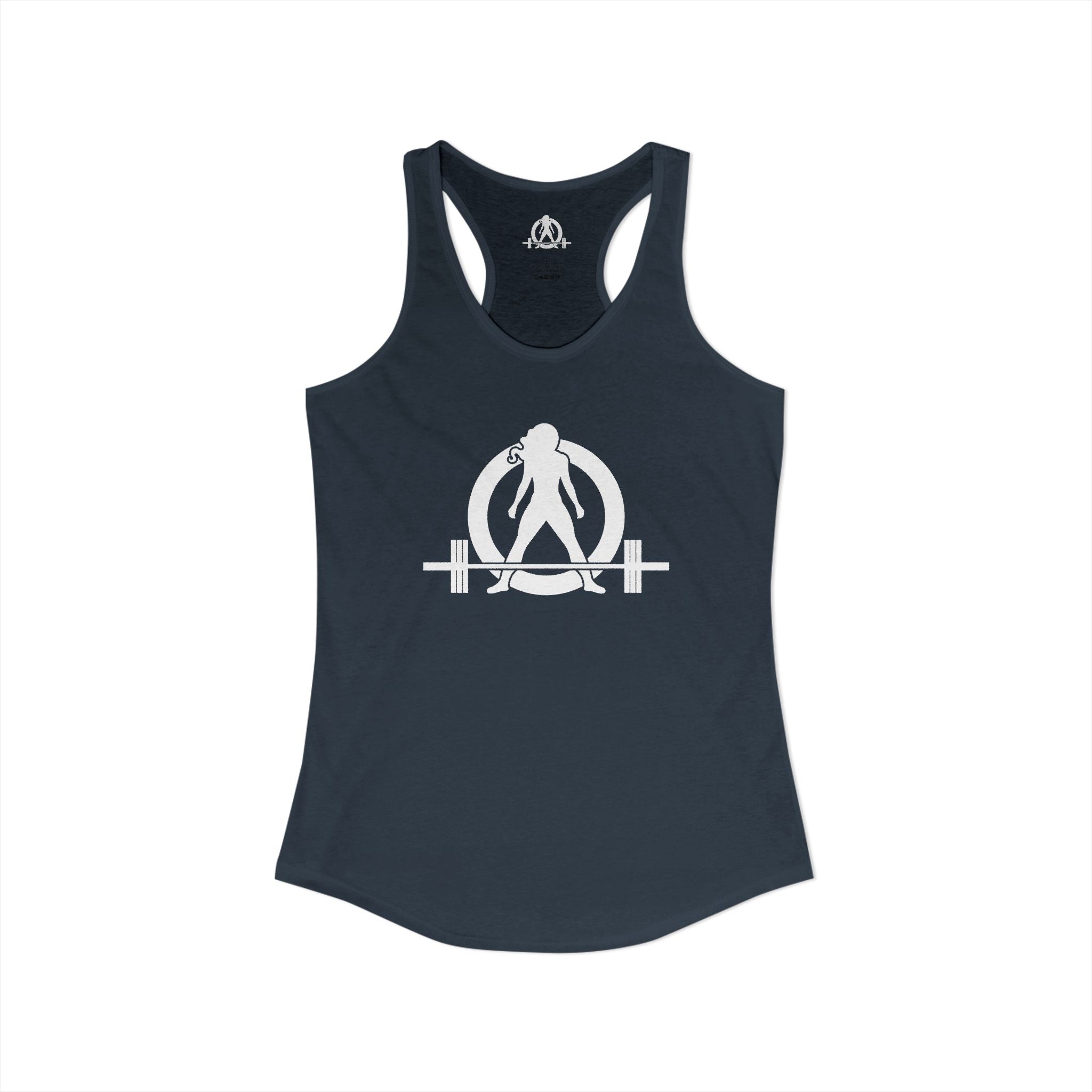 Goal Weight Strong AF - Simple - Women's Ideal Racerback Tank - White Print Front & Back