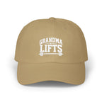 Grandma Lifts Dad Cap — White Logo