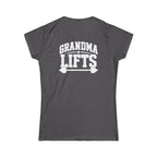 Grandma Lifts - Women's Softstyle Tee - White Logo Front & Back