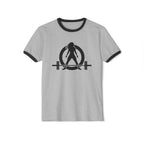 Coffee & Barbells  - Unisex Cotton Ringer T-Shirt - Black Logo Front & Back