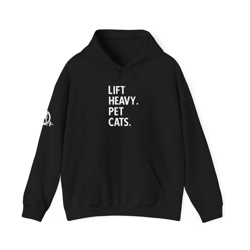 Lift Heavy Pet Cats - Unisex Heavy Blend Hooded Sweatshirt - White Logo