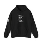 Lift Heavy Pet Cats - Unisex Heavy Blend Hooded Sweatshirt - White Logo