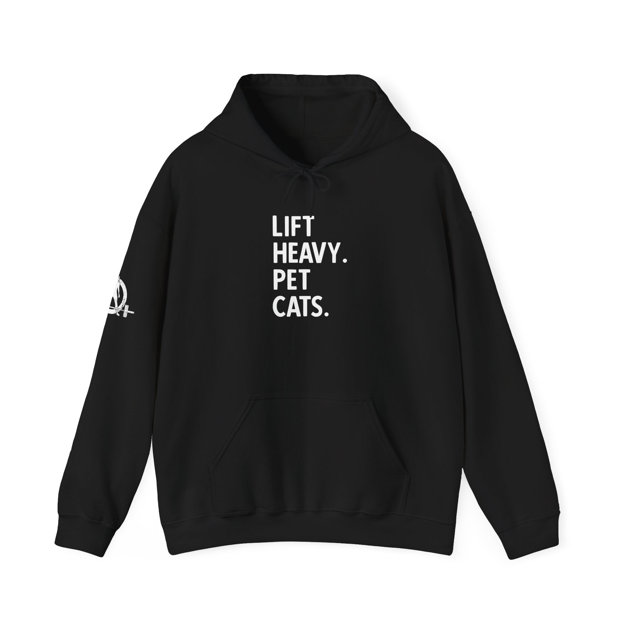 Lift Heavy Pet Cats - Unisex Heavy Blend Hooded Sweatshirt - White Logo