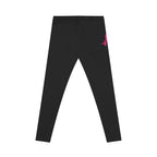 Black Women's Casual Leggings - Distressed Color Logo - Right Hip