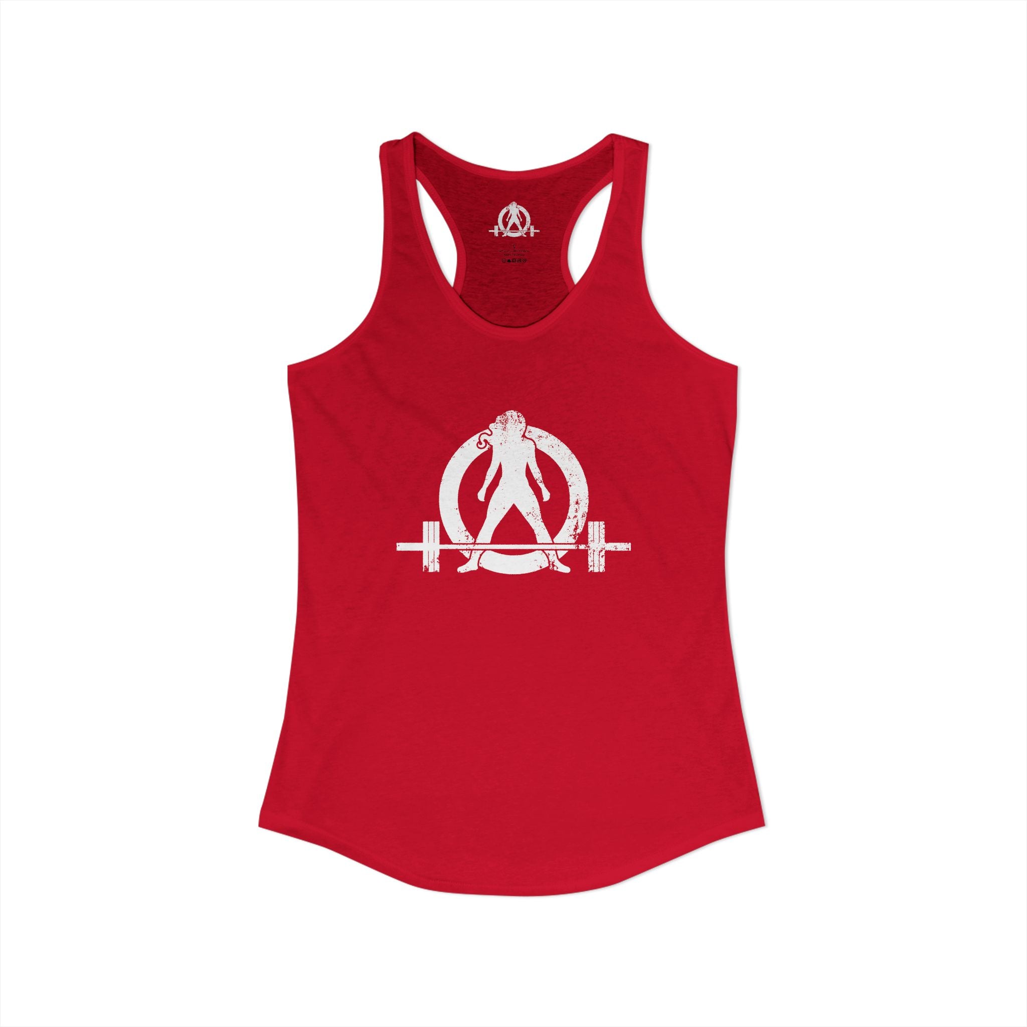 Cardio?  Lift Weights Faster - Distressed White Logo - Ideal Racerback Tank - Front & Back