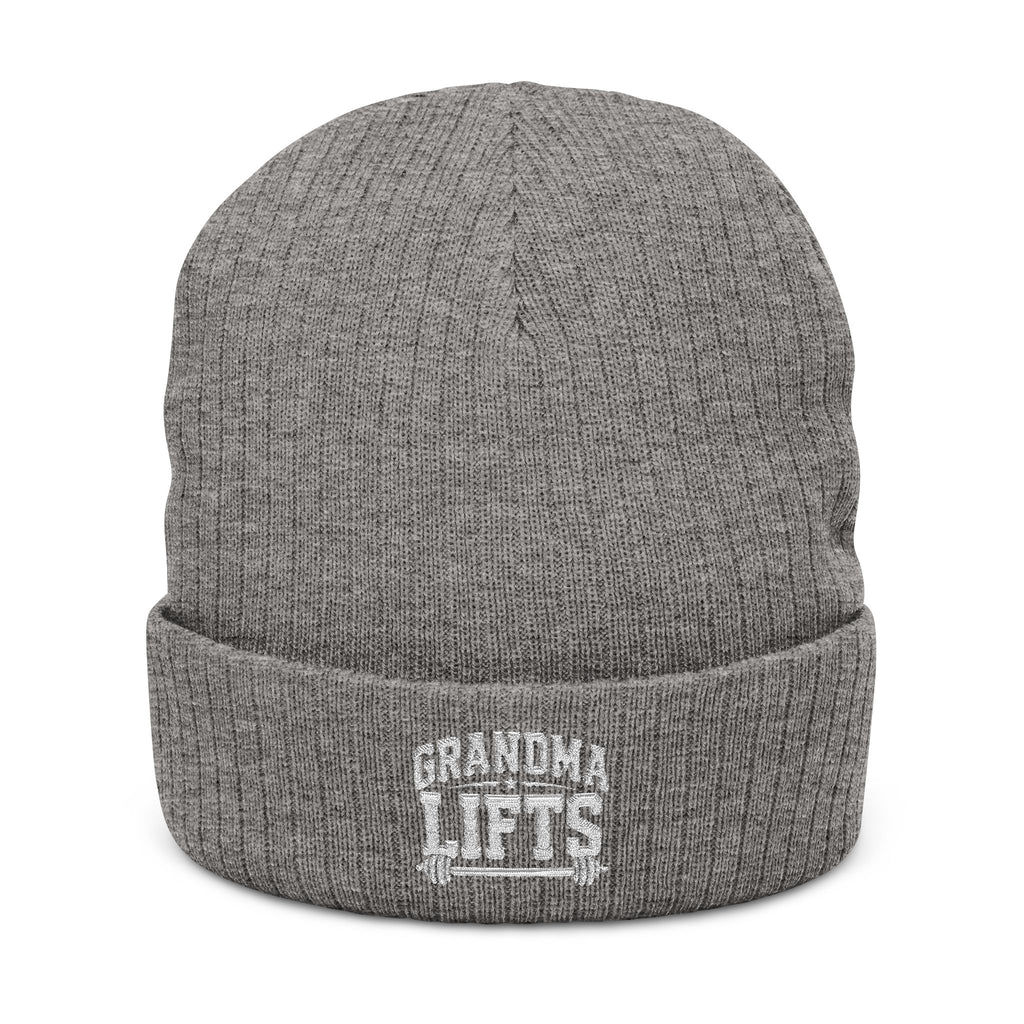 Grandma Lifts Embroidered Ribbed Knit Beanie