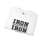 Iron Sharpens Iron - Unisex Heavy Blend™ Crewneck Sweatshirt - Front Black Logo - Plain Back