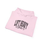 Lift Heavy Shit – Unisex Heavy Blend™ Hooded Sweatshirt (Black Logo Front & Sleeve) 🖤🏋️‍♂️🔥