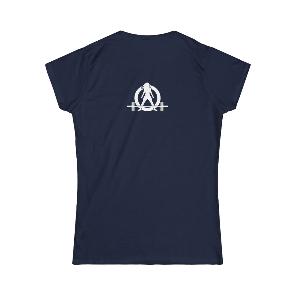 Squat Bench Deadlift Repeat - Women's Softstyle Tee -  Front & Back WWLW Logo