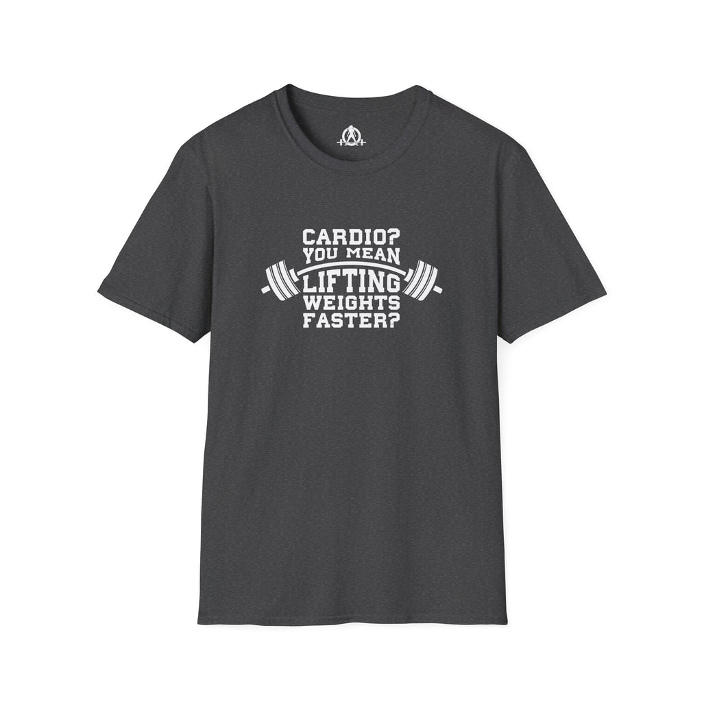 Cardio? Lift Weights Faster - Unisex Softstyle T-Shirt - Front Logo