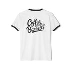 Coffee & Barbells  - Unisex Cotton Ringer T-Shirt - Black Logo Front & Back