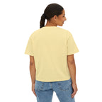 Women's Boxy Tee - White Distressed Logo Front Plain Back
