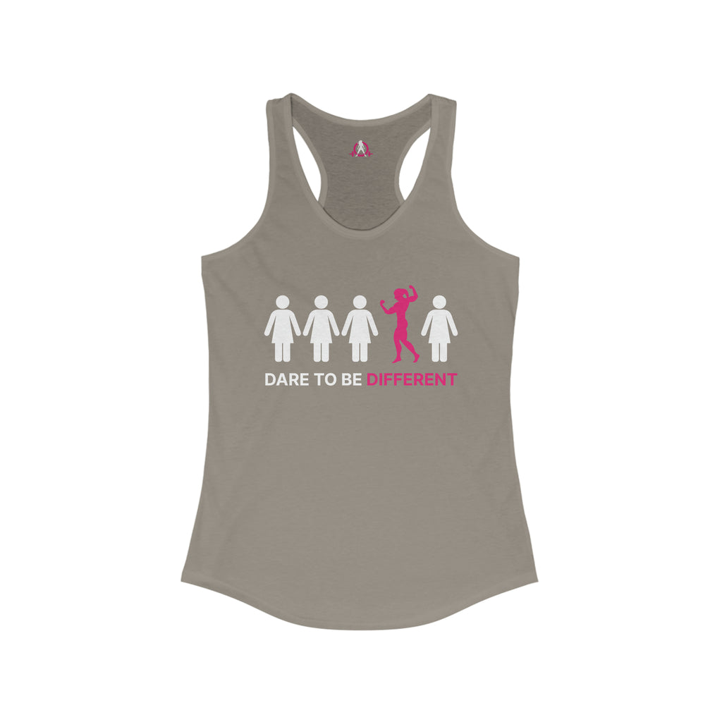 Dare To Be Different - Flex - Women's Ideal Racerback Tank - Front Logo - Plain Back