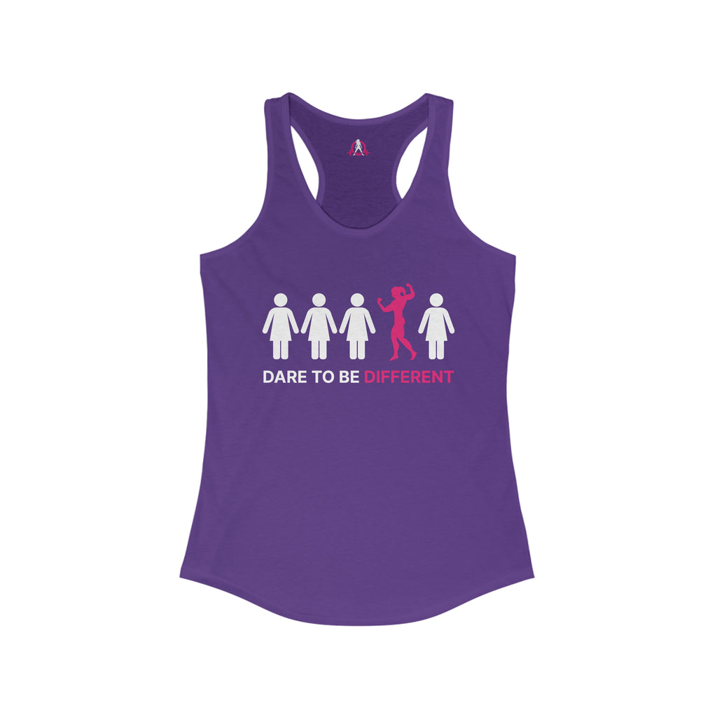 Dare To Be Different - Flex - Women's Ideal Racerback Tank - Front Logo - Plain Back