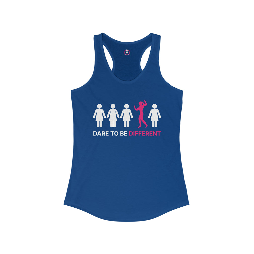 Dare To Be Different - Flex - Women's Ideal Racerback Tank - Front Logo - Plain Back