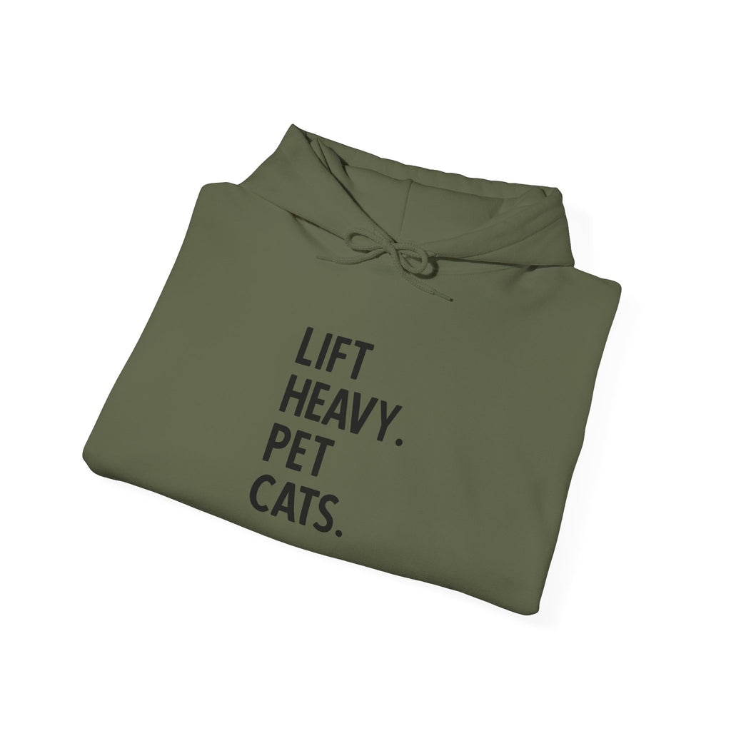 Lift Heavy Pet Cats – Unisex Heavy Blend™ Hooded Sweatshirt (Black Logo) 🏋️‍♂️🐱