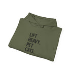 Lift Heavy Pet Cats – Unisex Heavy Blend™ Hooded Sweatshirt (Black Logo) 🏋️‍♂️🐱