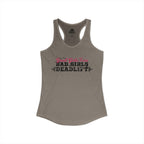 Good Girls Tone, Bad Girls Deadlift - Women's Ideal Racerback Tank - Distressed Dark Logo