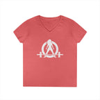 Ladies' V-Neck T-Shirt - Classic White Logo