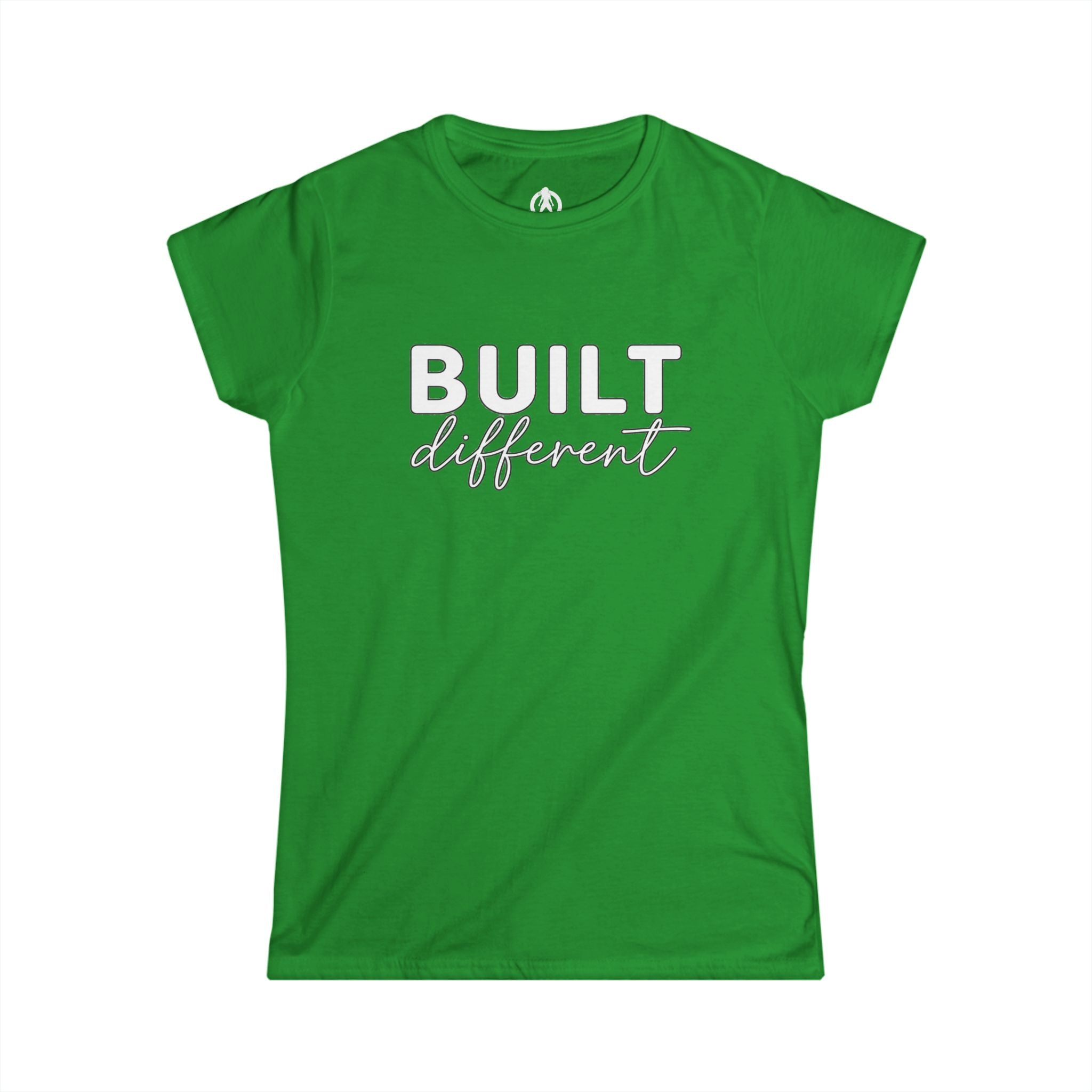 Built Different - Women's Softstyle Tee - White Logo Plain Back