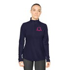 Ladies Quarter-Zip Pullover - White Distressed Logo