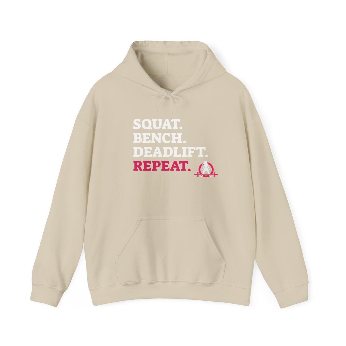 WWLW “Squat • Bench • Deadlift • Repeat” Hoodie - White Logo - Plain Back
