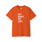 Lift Heavy Pet Cats - Unisex Ultra Cotton Tee - White Logo