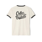 Coffee & Barbells  - Unisex Cotton Ringer T-Shirt - Black Logo Front & Back