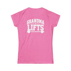 Grandma Lifts - Women's Softstyle Tee - White Logo Front & Back