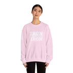 Iron Sharpens Iron - Unisex Heavy Blend™ Crewneck Sweatshirt - Front White Logo - Plain Back
